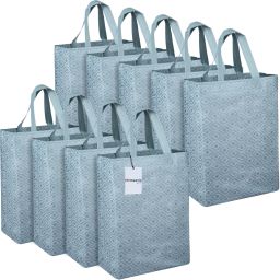 Non-Woven Reusable Eye-Print Shopping Handbag|Pack of 9|Gray Pack of 9 Grocery Bags-picture-8