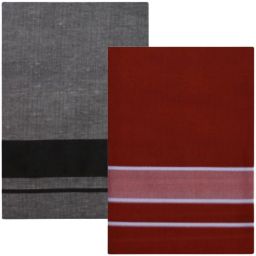 Priyam Multicolor Lungis (Mundus) Dhotis for Men AshGrey&DarkSaffron (Free Size Veshti) Solid Men Dhoti-image-84