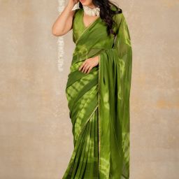Printed, Dyed, Embellished Bollywood Georgette Saree-image-2
