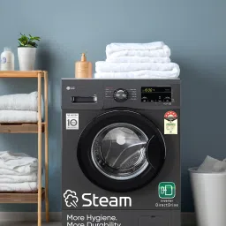 lg 8 kg 5 Star with Steam, Inverter Direct Drive, 6 Motion Direct Drive, Touch Panel and 1400 RPM Fully Automatic Front Load with In-built Heater Black, Grey image 3
