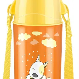Kool Trendy 500 Plastic Insulated Water Bottle with Straw for Kids, ORANGE 490 ml Water Bottle-image-74