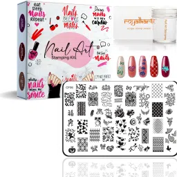 Nail Art Stamping Kit Jumbo Image Plate With Soft Nail Silicon Stamper & Scraper (CF06)-36