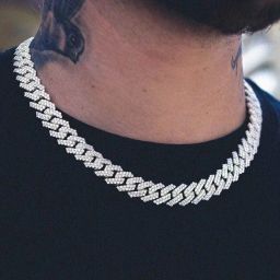 Latest Style Iced Heavy CZ Cuban Neck Chain Punk Fashion Cubic Zirconia Silver Plated Alloy Necklace-image-78