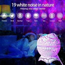 ele'espirit 1 Dinosaur Egg Galaxy Star Projector Starry Light with Wireless Music Player Table Lamps Lamp Shade image 4