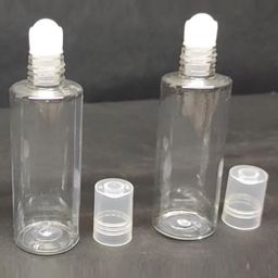 M.C. PIPWALA 30ml Empty Clear/Transparent Plastic Refillable and Leakproof Cylinder Roll On Bottles With Clear Cap For Essential Oils, perfumes, lip balms (3 pcs) image 1