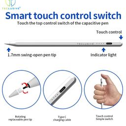 t teclusive Smart Stylus Pen Compatible for Android Tablet Galaxy Realme One Plus/iPhone 16 15 14 13 Smartphone | Pointed Tip Stylus | NO Palm Rejection Remove Tempered Glass for Working image 3