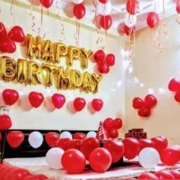 Solid Happy Birthday Foil Letters Balloons Set of 13 Pcs (Golden) + Pack of 50 Party Decoration Balloons (Red & White Color) Balloon-image-14