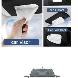 Black Car Tissue Napkin Holder for Sun Visor and Backseat – Universal Fit J2 Vehicle Tissue Dispenser-image-62