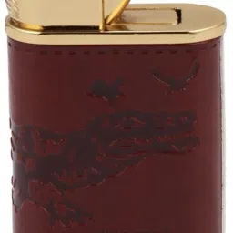 Antique Leather Brass Emblem Cigar Shape Cigarette Lighter Pocket Lighter (Brown) Pocket Lighter-image-52