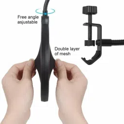 music mantra Professional Double Layer Mic Studio Pop Filter for Condenser Microphone Wind Screen/360 ° Flexible Gooseneck Holder, Protect Your Mics, Clears Voices Mic Pop Filter (Black) Mic Pop Filter image 2