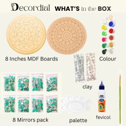 decordial Mandala and lippan art kit with mdf boards decorative mirrors colours clay image 2