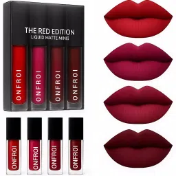 4 in 1 Liquid Matte Lipstick - Bold Red Edition, Non-Transfer-image-90