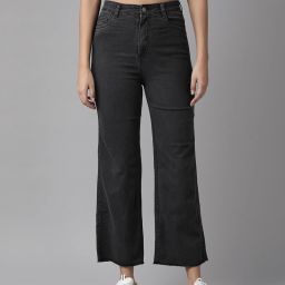 Women Flared High Rise Black Jeans-image-101