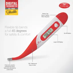 EASYCARE (EC5058) Waterproof Flexible Tip Digital Thermometer with Storage Case | Fever Alarm & Beeper Alert Thermometer image 2