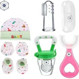 Baby Comfort Combo with Fruit Feeder and Finger/U shape Brush & Cap Mitten set- Silicon material-22