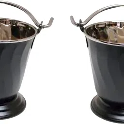 Black Matt Serving Bucket/Balti/Gravy Serving Bucket- Set of 2 Gravy Bucket Serving Set-19