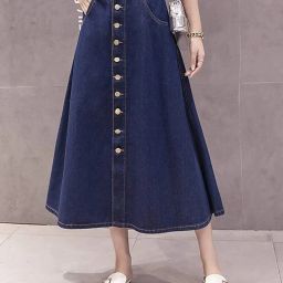 Women Solid A-line Blue Skirt-image-33