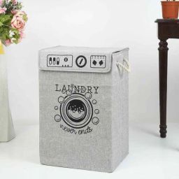 hosta homes Grey Jute Foldable 65 Litres Laundry Basket-picture-25
