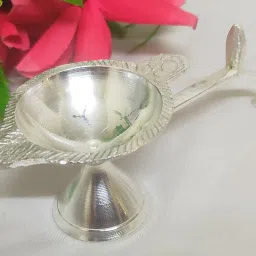 German Silver Handmade Arathi Set for Pooja Decorative Showpiece - 12 cm-image-34