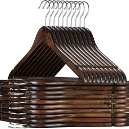 Wooden Garments Clothes Hanger Non-Slip Bar Precisely Cut Notch 360 Degree Hook Wooden Coat Pack of 6 Hangers For Coat-image-7
