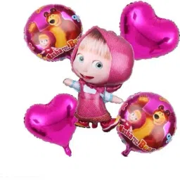Solid Masha and The Bear Foil Balloon for Kids Birthday Decoration Pack of 5 Pcs Balloon-16