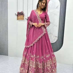 Self Design Semi Stitched Lehenga Choli-image-22