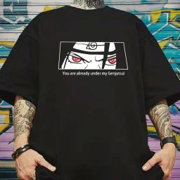 Men Graphic Print Round Neck Cotton Blend Black T-Shirt-image-91