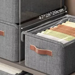 Ashmakam 3 Pcs Storage Box with Lid, Multipurpose Storage for Clothes & More Poly-canvas Laundry Bag image 3