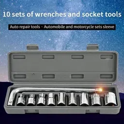 autosun 10 pcs Socket Wrench Set Spanner Car Ship Machine Repair Service Tools Kit 10 PCS SOCKET SET Single Sided Socket Wrench image 2
