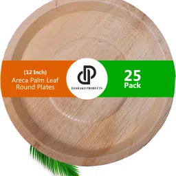 Pack of 25 Wood Eco-Friendly Areca Plates Disposable Biodegradable Dinner Set-46