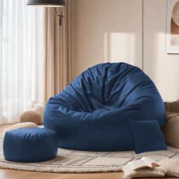 4XL Bean Bag with Footstool & Cushion All Filled with Beans Ready to Use Teardrop Bean BagWith Bean Filling-27