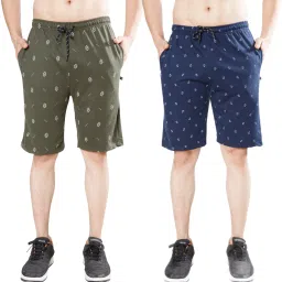 Pack of 2 Printed Men Green, Blue Regular Shorts-2