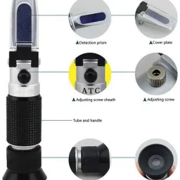 mcp Portable Handheld Refractometer Brix (0-55%) Portable Sugar Content Tester SG Specific Gravity Tool Handheld Hydrometer for Measuring Sugars with Automatic Temperature Compensation 0-55% Refractometer Perfect for Sugar, Food, Beverage, Soybean Milk, Honey, Fruit, Fluid Sweetness, Saccharimeter, Wort, CNC Fruit Homebrew Measurement Kit Manual Handheld Refractometer image 3