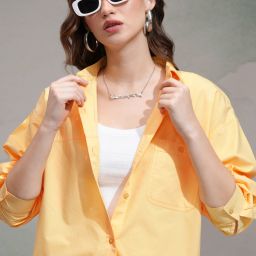 Women Regular Fit Solid Cut Away Collar Casual Shirt-image-46