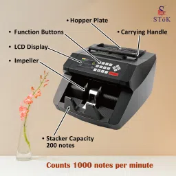 Stok Fully Automatic Mix Note Value Counting Machine (ST-VCM01) and Fake Note Detector with Color Sensor Detections + 3D Detections Note Counting Machine image 4