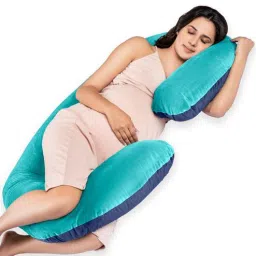 my armor C Shaped Velvet 44 x 27 Inch Pregnancy Pillow in Aqua Green & Navy Blue Colour-picture-22