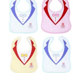 Newborn Baby Soft Feeding Bibs/apron 4 Pcs Cute Multi Print|with Tich Button-picture-2