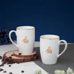 vola Gaj Gold rim 2 Mugs & 2 Square bowl (curved shape) Set of 4-picture-10