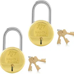 Godrej Nav-tal 6 Levers 25mm Long Shackle Padlock with 3 Keys -Pack of 2 Padlock-image-7