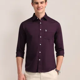 u.s. polo assn. Men Regular Fit Solid Cut Away Collar Casual Shirt-picture-15