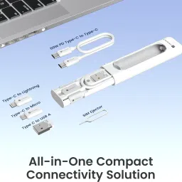 Portronics USB Type C Cable 0.27 m Snapcase 4 60W Multifunctional Fast Charging Data Cable Kit,USB-A,8 Pin,Micro image 5