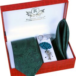 RANDOM STRIPE Silk Cufflink & Tie Pin Set-picture-3