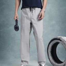 roadster Men Relaxed Grey Pure Cotton Trousers-picture-48