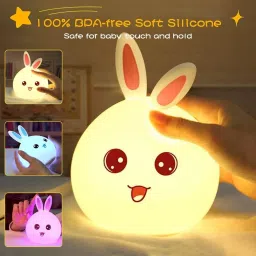 Rabbit Silicone Night Light, Color Changing Cute Lamp with Touch Sensor Control Night Lamp-12