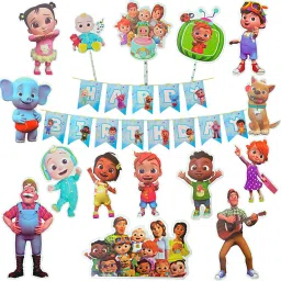 Happy Birthday Coco Melon Banner Cocomelon Cutouts Props Cake Topper Decoration-image-30