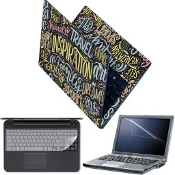 Techfit Full Body Laptop Skin with Screen Guard and Key Guard Travel Inspiration Quotes Combo Set-13