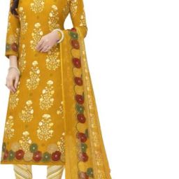 Unstitched Crepe Kurta & Patiyala Material Printed-image-39