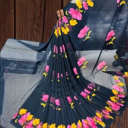 Printed Madhubani Georgette Saree-image-26