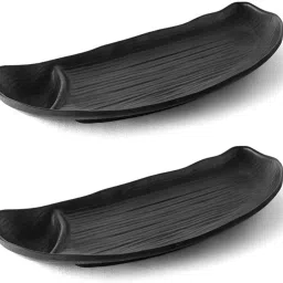 ZONE PLATER ZONE Chilla Patter Melamine Trays and Platters for Serving Snacks and Desserts, Half Round / Moon Shaped Platter Unbreakable Multipurpose (Pack of 2) Tray-image-90