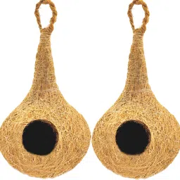 NATURAL BIRD NEST WITH HANGING HOOKS U CAN PLACE ANYWHERE Bird House-3